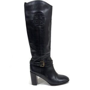 Tory Burch Blaire Simone Knee High Black Leather Riding Boots Size 7.5M